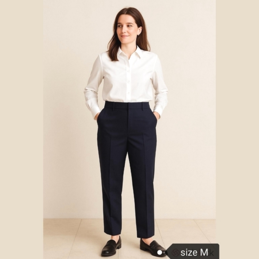 Vintage 90s High Waisted Wool Stretch Pants Blue